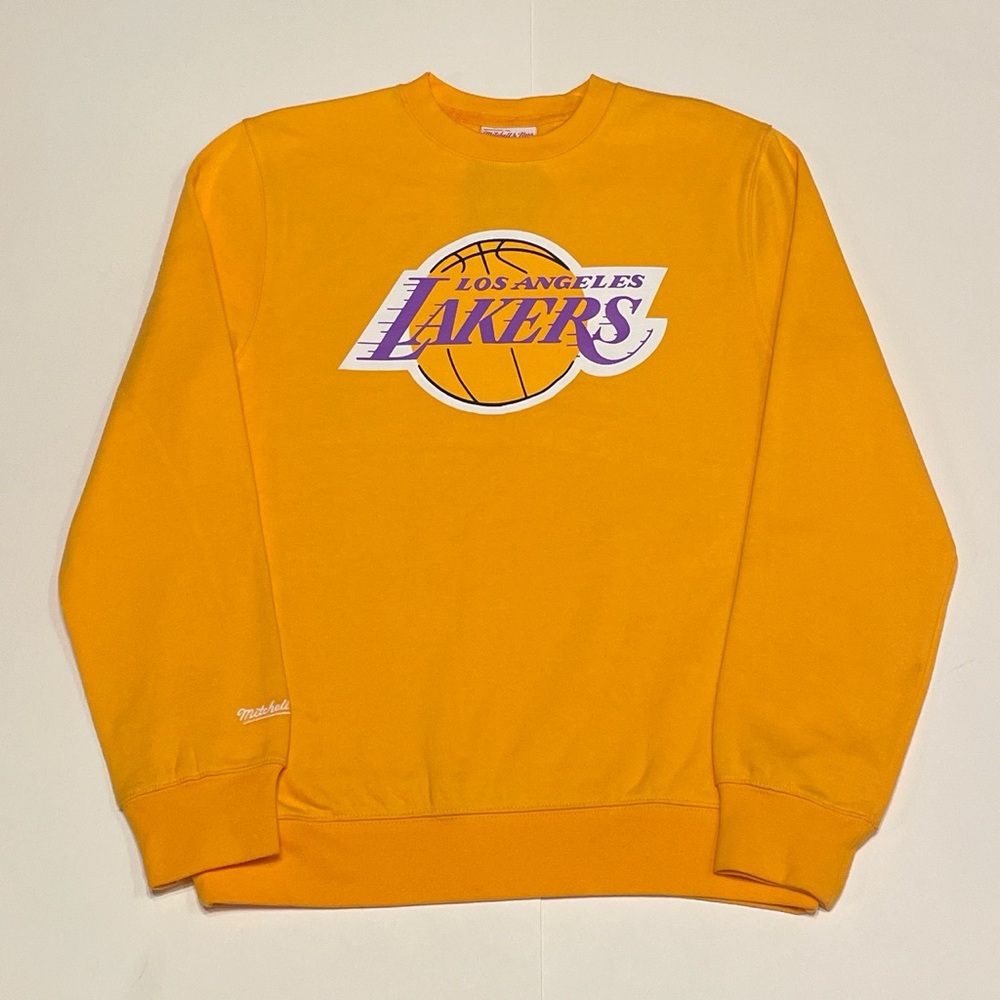 MITCHELL & NESS LOS ANGELES LAKERS RETRO LOGO YELLOW SWEATSHIRT (SMALL)